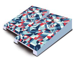 "Abstract Geometric Patriotic" Tabletop Cornhole Set